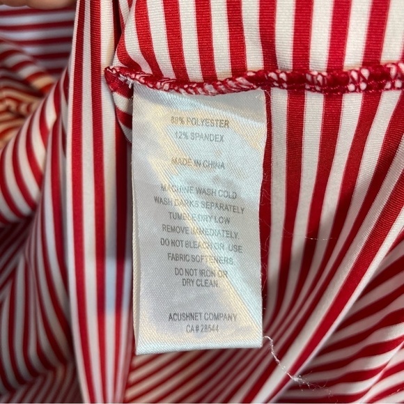 FootJoy ProDry Lisle Red White Striped Short Sleeve Polo Shirt Size Mens Medium - Picture 5 of 7